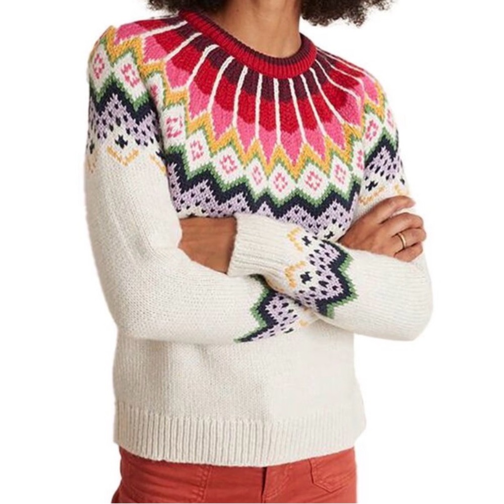 NWT Marine Layer Fair Isle Wool Blend Sweater Cream XL